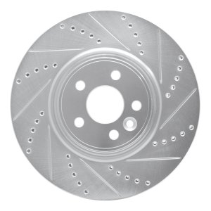 Volvo S60 Brake Rotor (1) - Front Right - R1 Concepts - Drilled & Slotted - Silver - `07-`16